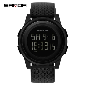 SANDA Militar Reloj Цифровые часы для мужчин Водонепроницаемые спортивные часы Мужские черные Модные автоматические умные часы Электронные Часы