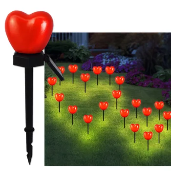 Солнечные фонари на День Святого Валентина, водонепроницаемый ландшафтный сад, светодиодный сердечный светильник для украшения дорожки на заднем дворе