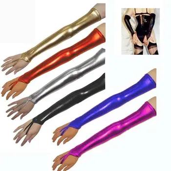 43-45 см Модные перчатки без пальцев, женские длинные перчатки из искусственной кожи, Солнцезащитные перчатки, сексуальная клубная одежда в стиле хип-поп, джаз, панк, Варежки