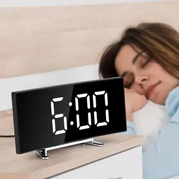 Настольный будильник 7-дюймовые изогнутые светодиодные электронные цифровые настольные часы Sn с регулируемой яркостью для детской спальни с большим количеством настольных часов