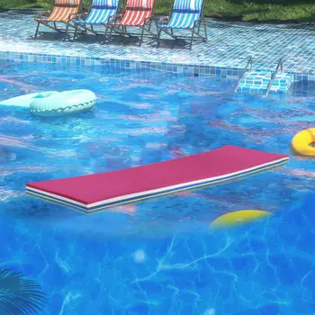 Плавающий водяной коврик для бассейна, 3-слойный водный плот 110 см x 40x3,2 см, гладкая поверхность, прочный для детей, подростков, водяная кровать, розовый, белый, синий