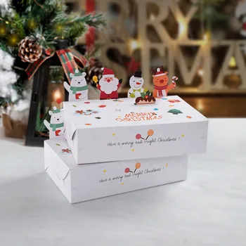 10шт Счастливого Рождества Подарочная коробка конфет из Крафт-бумаги Мультяшная Коробка печенья 2023 Украшение Рождественской вечеринки Xmas Navidad 2024 Новый Год