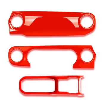 Накладка крышки для центральной консоли, приборной панели, панели управления, переключения передач, из 3 предметов, для Wrangler JL JLU Red