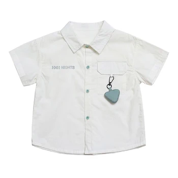 НОВАЯ хлопчатобумажная рубашка для мальчиков и девочек от 2 до 6 лет, Повседневные Летние Белые рубашки из 100% хлопка с коротким рукавом, Летняя Одежда в корейском стиле