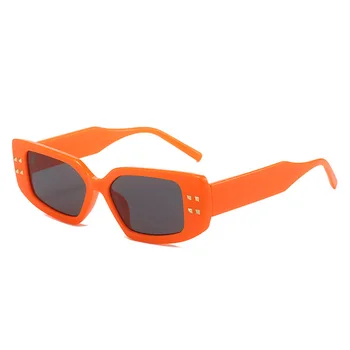 Ретро Круглые Женские солнцезащитные очки в стиле панк, модный бренд, Дизайнерские Солнцезащитные очки Градиентных оттенков UV400, Мужские Солнцезащитные очки в маленькой оправе с заклепками