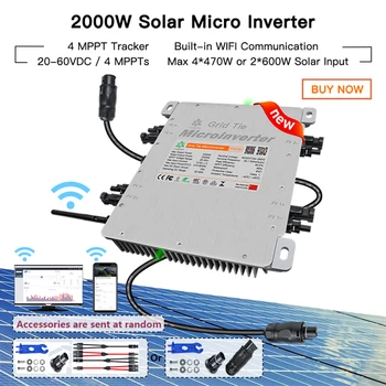 2000 Вт Deye Инвертор 4 MPPT Солнечный Микроинвертер Чистая Синусоидальная Сетка Умный Солнечный Инвертор 20-60VDC Вход IP65 WiFi Фотоэлектрическая Система