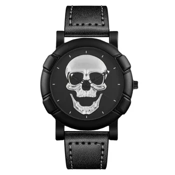 Известный бренд, мужские кварцевые часы с рисунком черепа, модные повседневные наручные часы в стиле милитари из нержавеющей стали, аналоговые часы