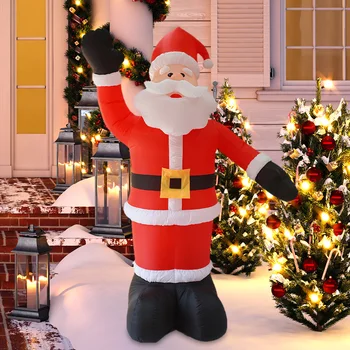 Рождественское украшение 2023 Надувной Орнамент Санта-Клауса со светодиодной подсветкой Куклы Санта-Клауса Рождественские украшения 