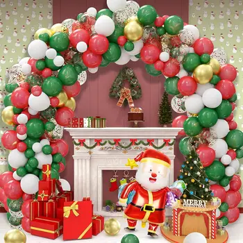 114шт С Рождеством Воздушный шар Гирлянда Арка Зеленые Красные шары Санта Клауса для рождественских украшений 2023 Праздничные принадлежности Globos