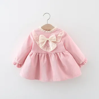 Детское платье для малышей от 0 до 3 лет с цветочными оборками, платья принцессы с длинным рукавом, зимняя одежда для детей, наряд для маленькой девочки