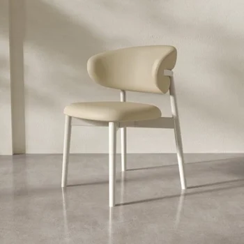 Белые обеденные стулья из массива дерева, кухонный стул с изогнутой спинкой, Высокоэластичный мягкий стул из губки, Универсальная мебель для ресторана.