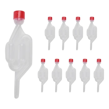 10 упаковок S-образного шлюза с односторонним выпускным клапаном с двойной пузырьковой втулкой и пробковым клапаном для производства пива и вина