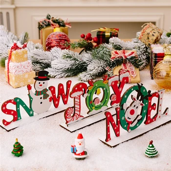 деревянные Рождественские украшения 2шт, Рождественские Украшения для стола в виде Гнома и снеговика, Декор для Рождественской вечеринки для дома 2023 Navidad Noel Gift