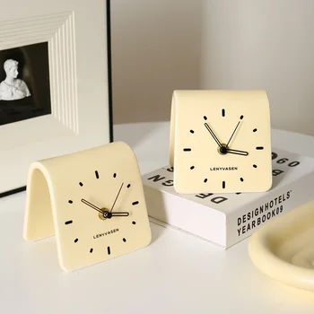 Креативные настольные керамические часы Простые часы Украшения дома для гостиной и прикроватной тумбочки Настольные часы с отключением звука