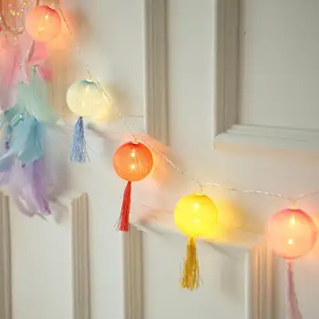 Фонарь Fairy Lamp Удлиненные фонарики с кисточками на батарейках, энергосберегающие светодиодные гирлянды для новогодней вечеринки дома