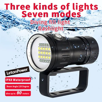 Профессиональная подсветка для подводной фотосъемки 20000 люмен Подводный фонарик для дайвинга 100 м Водонепроницаемый Заполняющий видео Свет
