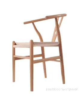 Y Стул из массива дерева Скандинавский Простой Современный Обеденный стул с подлокотником для отдыха Домашний Деревянный стул Китайский стул для учебы из ротанга