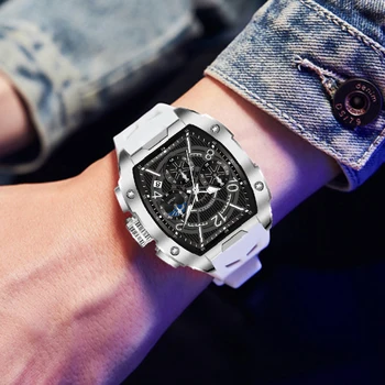 Мужские кварцевые наручные часы Для мужчин Наручные часы Chronograph Tonneau 2023 Лучший бренд класса Люкс Со светящейся датой Мужские часы Часы Челнока