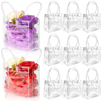 30ШТ прозрачных пластиковых подарочных пакетов, прозрачная сумка-тоут из ПВХ на Хэллоуин, Рождественские покупки в розницу