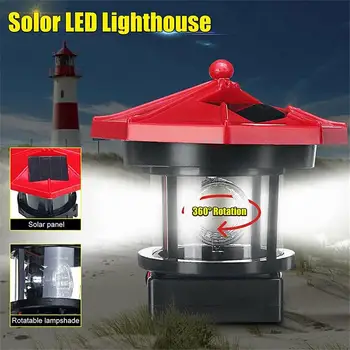 Солнечные фонари, маяк на лужайке, Пластиковая светодиодная ландшафтная лампа с вращением на 360 градусов, лампа-маяк для украшения газона во дворе