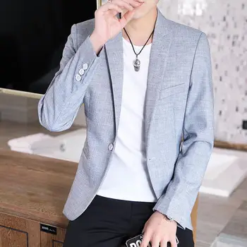 Бутик мужской моды в деловом Корейском стиле, удобный джентльменский Элегантный однотонный повседневный тонкий пиджак в британском стиле.
