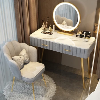Очаровательный туалетный столик для спальни С выдвижным ящиком, Серебряный стул со светодиодной подсветкой, Туалетный столик, Женская Многофункциональная мебель для макияжа Tocador Maquillaje