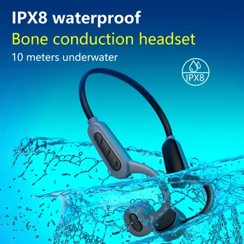 Наушники с костной проводимостью для плавания IPX8 Водонепроницаемые Беспроводные гарнитуры Bluetooth 16 ГБ MP3 Аудио Музыкальный плеер Спортивные Наушники