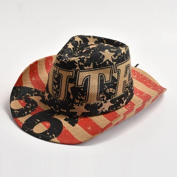 2023 Новая винтажная ковбойская шляпа в западном стиле для мужчин и женщин Панама Ковбойская джазовая шляпа для ковбоев-ковбоек Соломенная шляпа от солнца