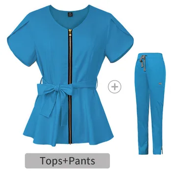 Женский однотонный комплект с завязками на талии, коротким рукавом, эластичными брюками-скраб, костюм и брюки для женщин, зимние штаны 3x Tall