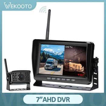 7-дюймовый 2-канальный монитор AHD, Записывающий экран автомобиля, видеорегистратор с ИК-камерой ночного видения, Резервная камера заднего вида автомобиля Для грузовика RV BUS