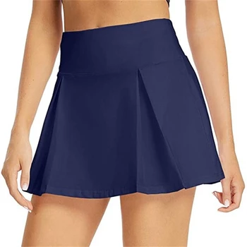 Женская юбка для йоги и тенниса с высокой талией Дышащая юбка для бега и фитнеса Плиссированная теннисная юбка Быстросохнущая теннисная юбка с карманами Брюки