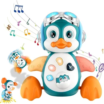 Электронная Игрушка-Пингвин, Музыкальные Ползающие Детские Игрушки, Время Животика, Интерактивные Игрушки для Развития Младенцев, Детские Музыкальные Игрушки от 6 до 18 Месяцев