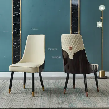 Современные обеденные стулья из массива дерева, итальянская легкая роскошная мебель для столовой, Спинка для домашнего отдыха, простые стулья для столовой в отеле