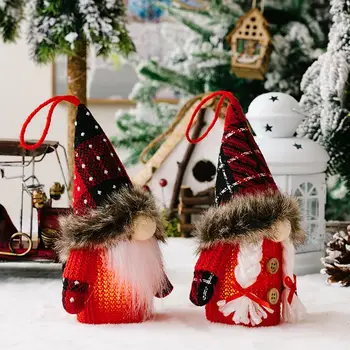 Рождественские украшения Подвеска на Рождественскую елку Очаровательная Рождественская кукла-гном, светящаяся плюшевая игрушка-гномик для украшения дома на Рождественскую елку