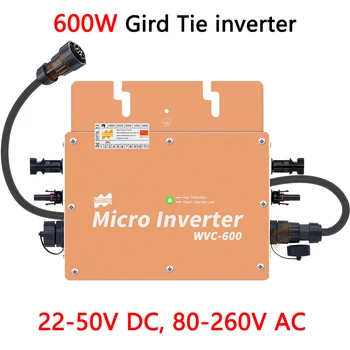 600 Вт MPPT На сетке Микро Солнечный инвертор, IP65 22-50VDC к AC110V или 220V, Максимум 2 ШТ 330 Вт Для солнечной панели Чистая Синусоидальная волна