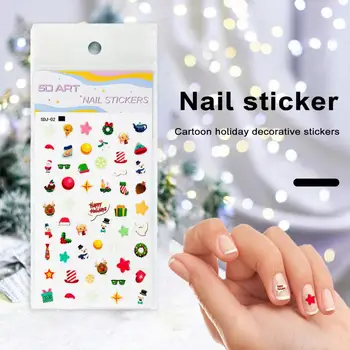 Простые в использовании наклейки для ногтей, праздничные наклейки для нейл-арта, Снежинка, Санта-Клаус, Северный олень, снеговик на рождественскую тематику