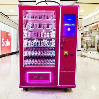 Торговый автомат по продаже косметики для ресниц и волос на заказ розового цвета для торгового центра