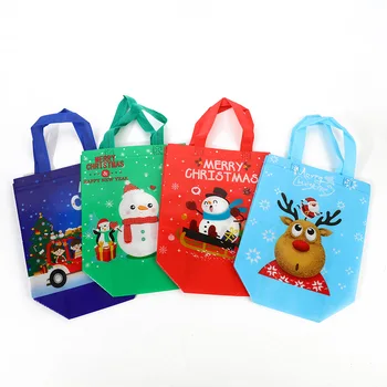 Рождественская складная сумка для хранения, подарочные пакеты для конфет, печенья, Нетканая Многоразовая хозяйственная сумка, украшение для Рождественской вечеринки, сумка для подарков, сумочка
