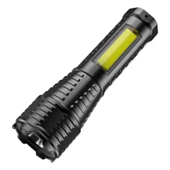 Портативный Мини-светодиодный фонарик с 3 режимами USB-перезаряжаемый фонарик с зумом, сильный свет, Походная лампа COB, Водонепроницаемые фонари