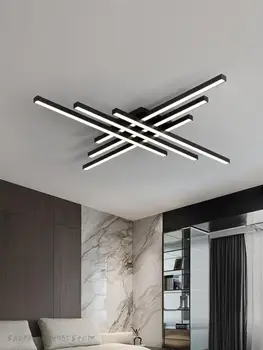 Черная люстра квадратные светильники для спальни лампа для гостиной светодиодный потолочный светильник Скандинавский минималистичный креативный светодиодный потолочный светильник strip