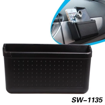 универсальный черный автомобильный передний ящик для хранения, 1 шт., карманный органайзер SW-1135, консольный держатель для мобильного телефона, ABS, черные автоаксессуары