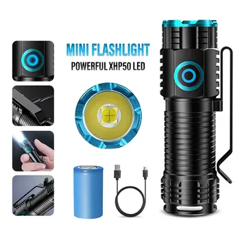 Высокомощные Светодиодные Фонари Mini XHP50 Camping LED Torch с Хвостовым Магнитом Camping Fishing Lantern USB Rechargeable Hat Clip Light