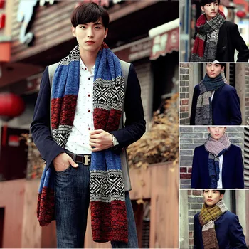 Зимняя мужская шаль, модный повседневный шарф-глушитель, шарфы разных цветов, теплые