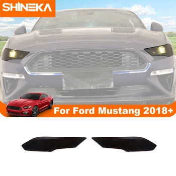 SHINEKA Дымчато-Черный ABS Автомобильная Передняя Фара, Декоративная Крышка для Ford Mustang 2018 2019 2020 2021 2022 2023 Up Аксессуары