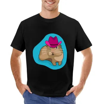 Морская свинка в розовой ковбойской шляпе, футболки с кошками, черные футболки, мужские футболки