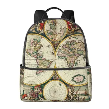 Карта мира Школьный рюкзак большой емкости для ноутбука Модный Водонепроницаемый Регулируемый спортивный рюкзак для путешествий