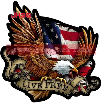 Забавный американский флаг, белоголовый орлан, бесплатная наклейка на автомобиль, автомобили, мотоциклы, внешние аксессуары, виниловые наклейки
