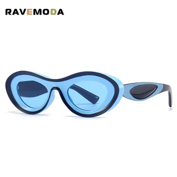RAVEMODA Винтажные Солнцезащитные очки Cat Eye Женские Модные Брендовые Дизайнерские Овальные Очки Мужские Оттенки UV400 Уникальные Солнцезащитные очки