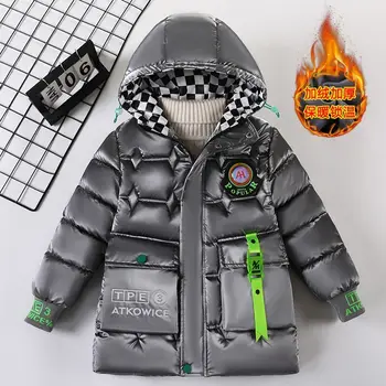 Пальто для мальчиков, куртка, хлопковая верхняя одежда, ветровка 2023, стильная теплая зимняя детская одежда из плотного бархата высокого качества