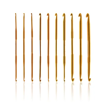 Золотой крючок для вязания 10ШТ Алюминиевые двойные спицы Инструменты для ткачества своими руками